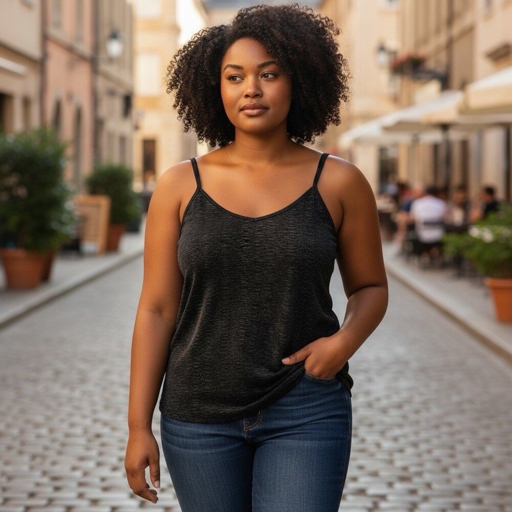 Denim 24/7  Velour Velvet Cami‎ Tank Size M Medium Dark Gray Night Out Sexy